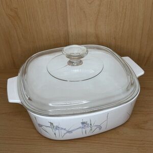 Vintage Corning Ware Iris Shadow Square Casserole Dish with Lid